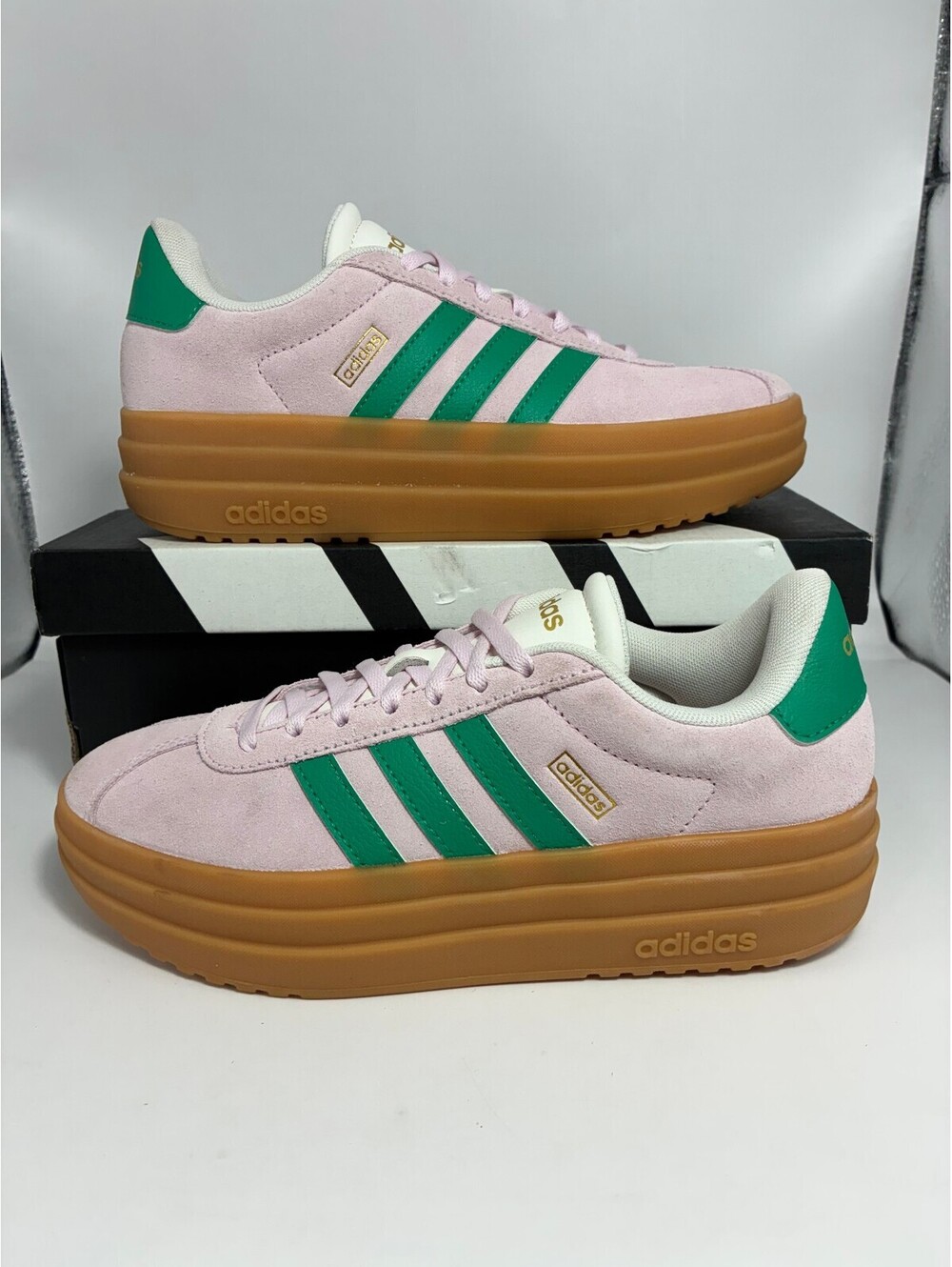 Size 5m/6w - Adidas VL Court Bold Clear Pink Court Green